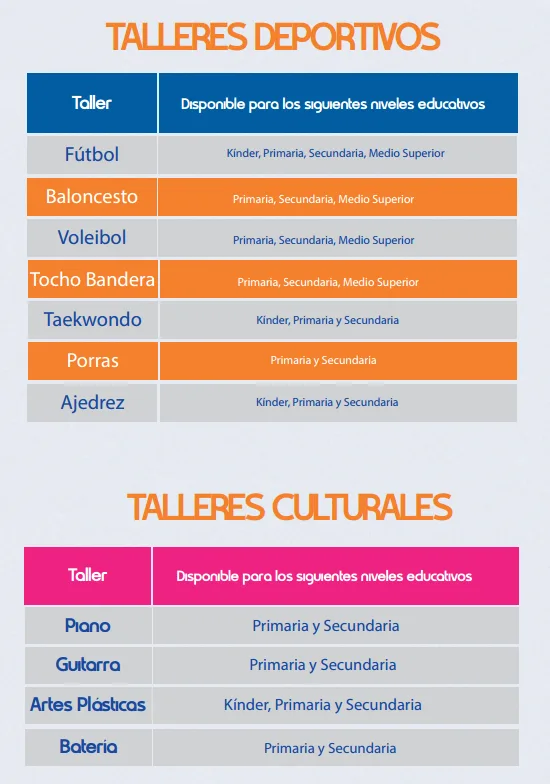 Talleres vespertinos Colegio del Valle