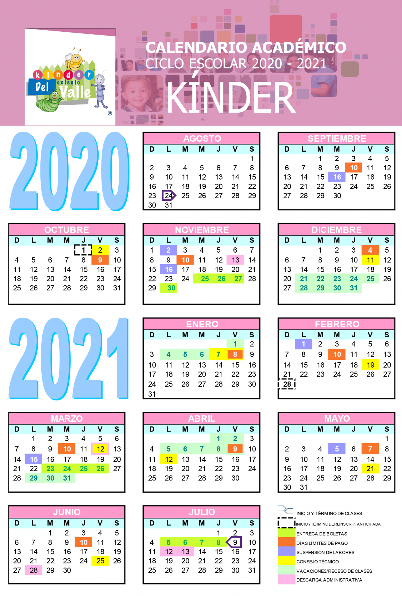 Calendario escolar 2025 kinder 3