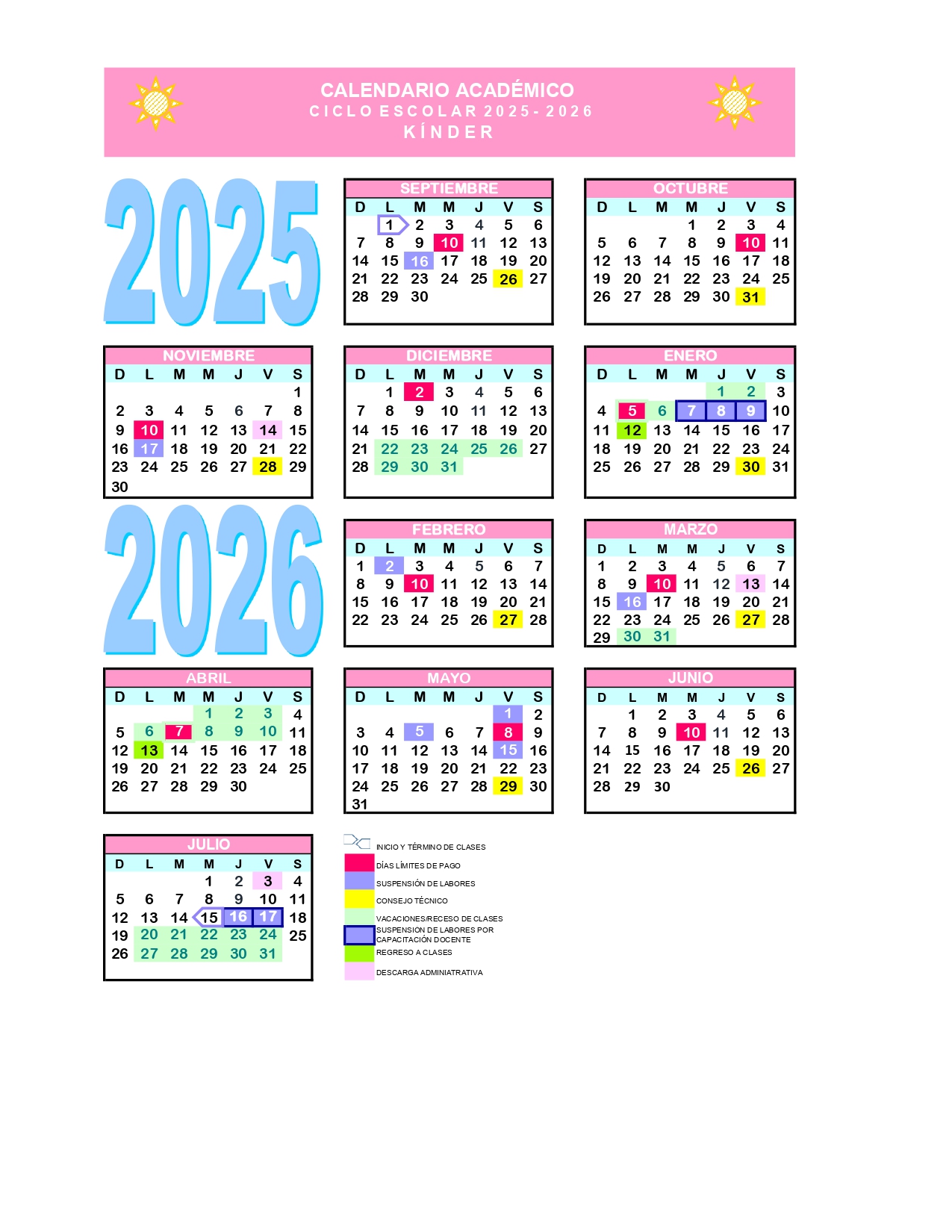 calendario kinder