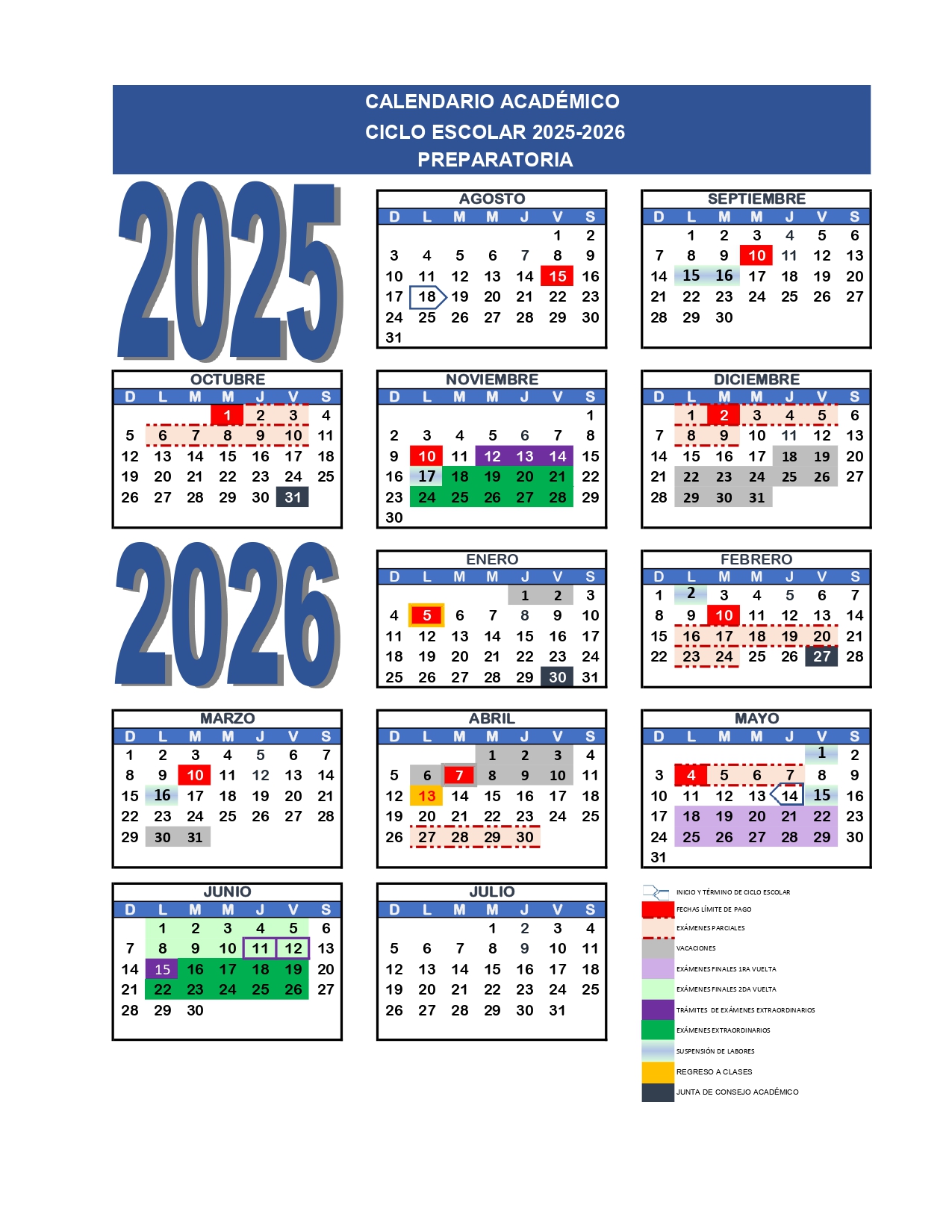 calendario preparatoria