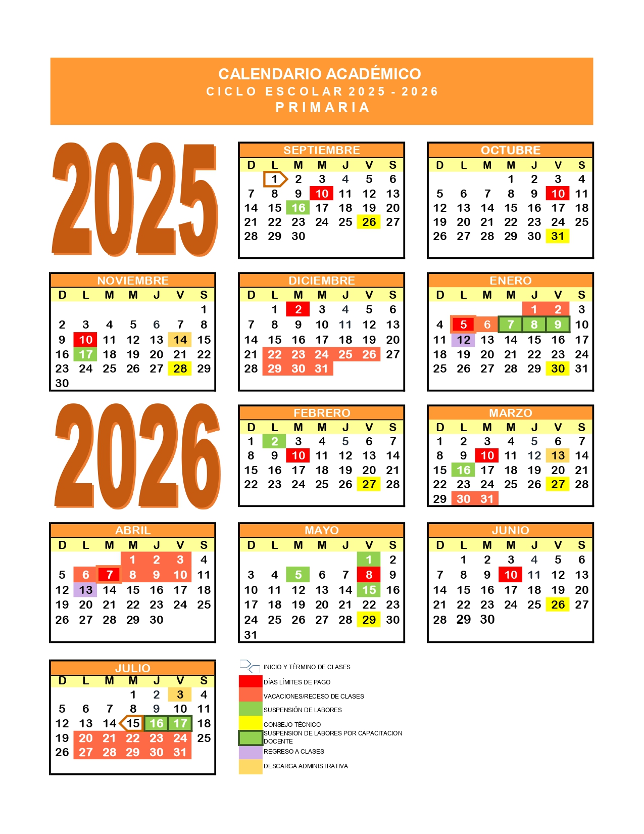 calendario primaria